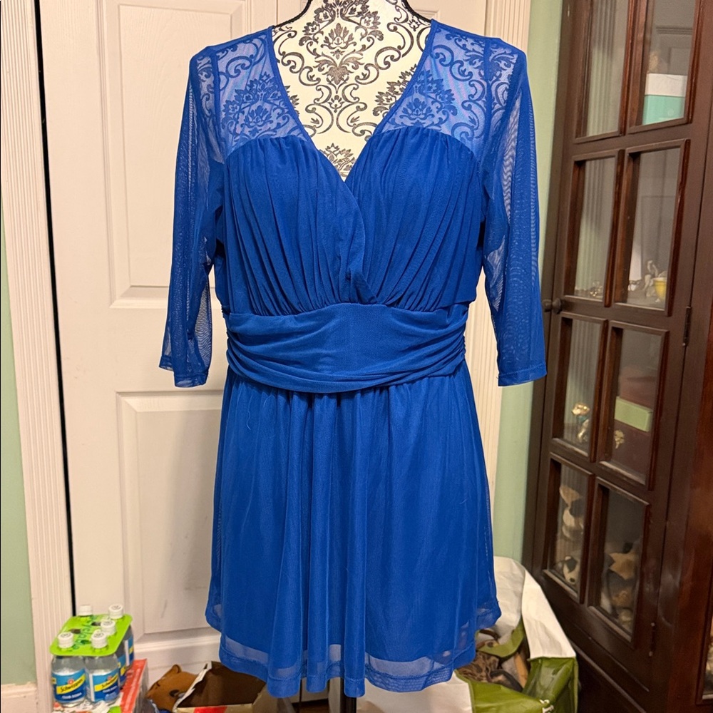 Kiyonna Royal Blue Lace Blouse
